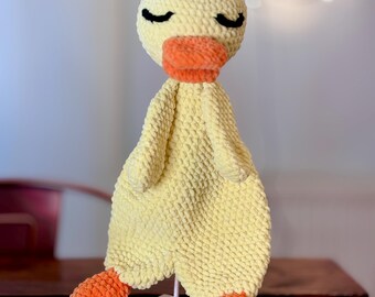 Crochet Duck Lovey – Handmade Baby Security Blanket – Duck Snuggler