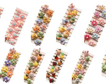 10 x Mini Children Baby Girls Hair Elastic Hair Bands Bobbles Animal Flower
