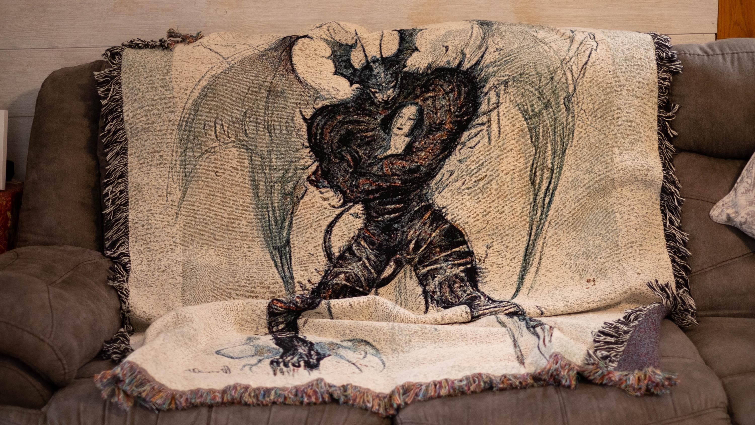 Devilman Woven Blanket Tapestry: Yoshitaka Amano Anime Art Wall