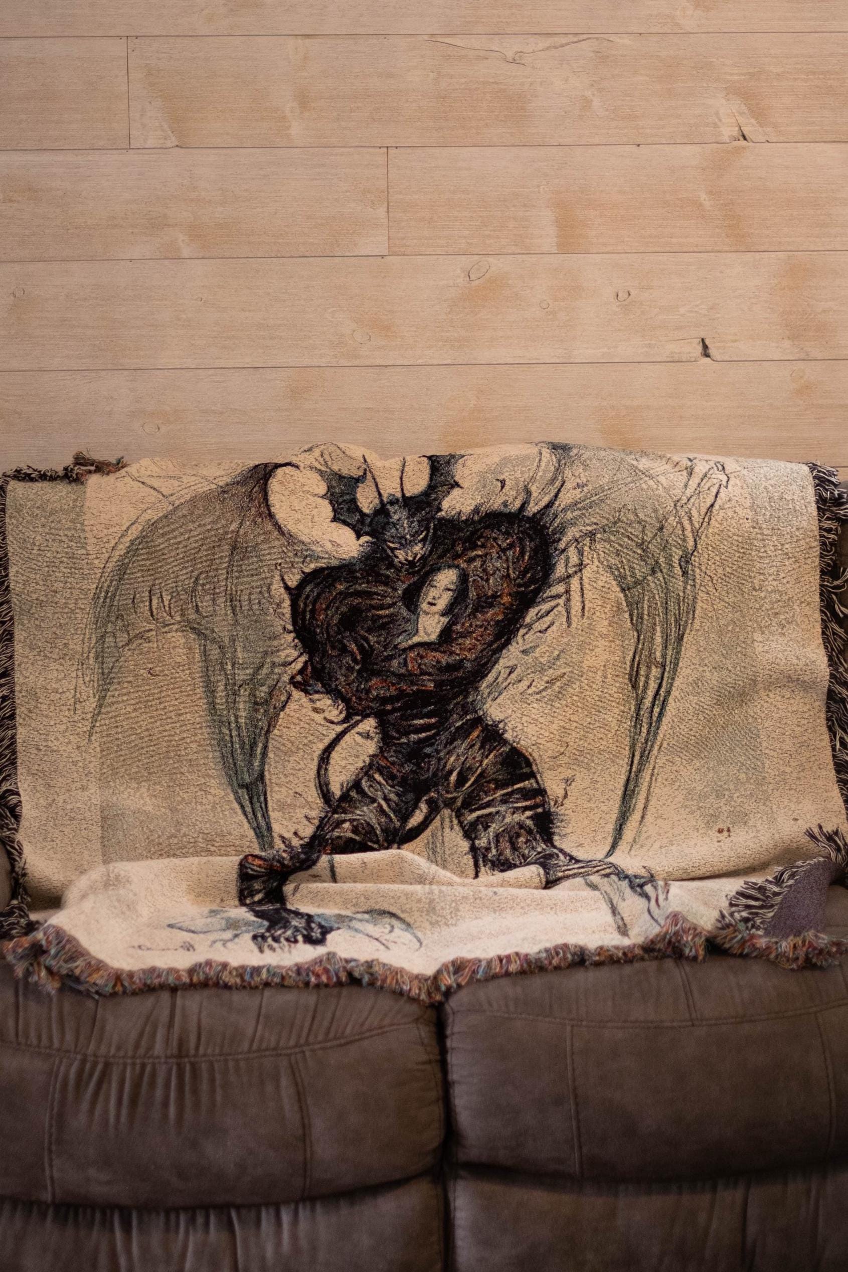 Devilman Woven Blanket Tapestry: Yoshitaka Amano Anime Art Wall