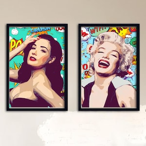 Pop Art Marilyn Monroe Canvas Print: Retro Comic Style Wall Decor