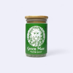 Green Man 1 1/4" förrullade strutar | Grönt rispapper | Glasburk | 40 strutar per burk