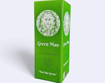 Green Man 3 cm vorgerollte Zapfen | Grünes Reispapier | 1000 Zapfen pro Box