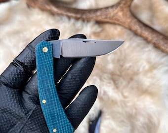 Handgjord fickkniv i rostfritt stål 4116 - Micarta-handtag, Black Friday, julklapp