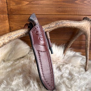 Hand forged machete knife with leather sheath&ferro rod