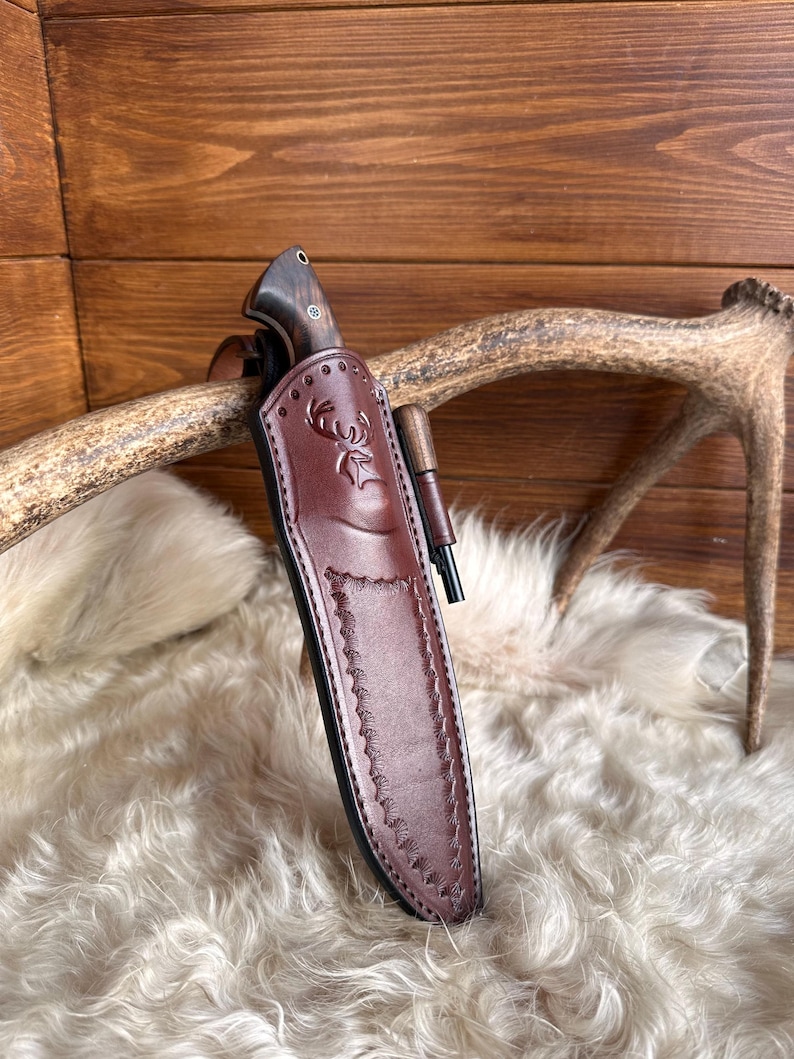 Hand forged machete knife with leather sheath&ferro rod