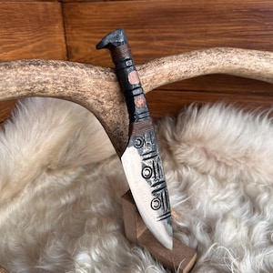 Custom Forged Knife, Handforged Bushcraft Knife, Blacksmith, Handcrafted Hunting Knife made by Carbon Steel&Copper,Medieval,Groomsmen Gift