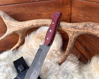 Handmade Sleipner Steel Machete: Custom Forged Large Hunting Knife with Kydex Sheath
