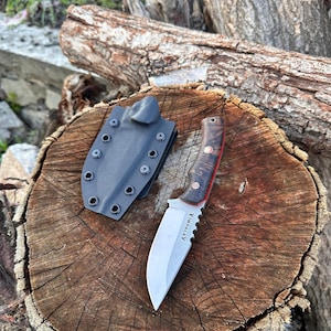 Handcrafted Tactical Knife with Kydex Sheath,Camping Knife, Best Gift for Outdoor,Stabilized Handle Bushcraft Knife, Personalized N690 Knife