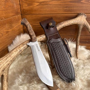 Hand Forged Nessmuk Knife, Finnish Knife with Leather Sheath, Custom Nessmuk Knife, Bushcraft & Forest Knife, Outdoor Knife, Gift For Him