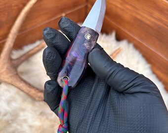 手作りミニプーッコナイフ（革製シース付き）：ネックレスナイフ