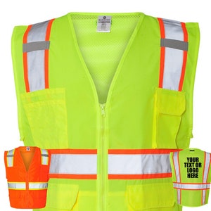 ANSI Certified Custom ML Kishigo Ultra-Cool™ Solid Front Vest with Mesh Back 1163-1164 Reflective Print