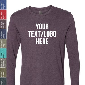 Personalized Next Level - Triblend Long Sleeve Crew - 6071 Custom Made T-Shirt with Vinyl or Glitter Print