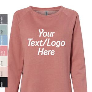 Independent Trading Co. - Women&#39;s California Wave Wash Crewneck Sweatshirt - PRM2000 Customized with Vinyl or Glitter Print