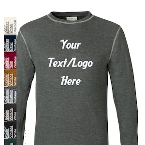 Custom Made J. America - Vintage Long Sleeve Thermal T-Shirt - 8238 Vinyl or Glitter Print Customized All Colors