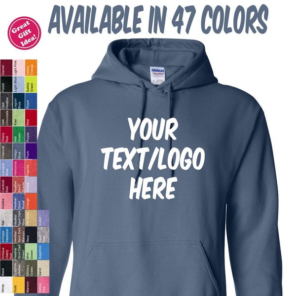 FAST SERVICE -Personalized Gildan - Heavy Blend™ Hooded Sweatshirt - 18500 Adult and Youth Sizes Custom Personalized Hoodie Custom Hoodie