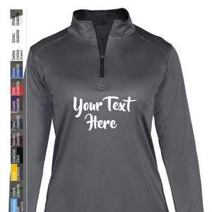 May include: A gray long-sleeve shirt with a black zipper and a white print that says "Your Text Here".