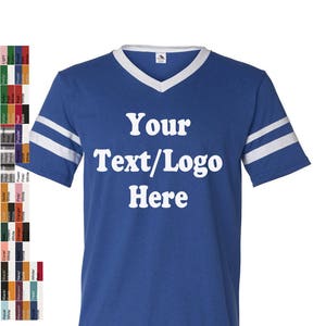 Custom Made Augusta Sportswear - V-Neck Jersey with Striped Sleeves 360 with Glitter or Vinyl Print Customized