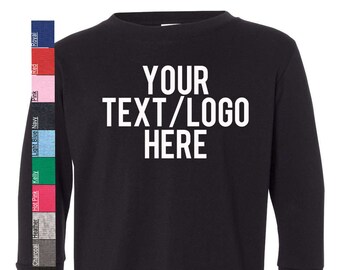 Custom Toddler Long Sleeve Tee: Personalized Vinyl or Glitter Print  Rabbit Skins 3302