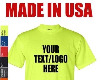 Made in America Bayside USA-Made 50/50 Short Sleeve T-Shirt 1701 Custom Tshirt with Vinyl or Glitter Print  Customized T Shirt Made in USA