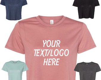 Custom Bella + Canvas Crop Top: Women's Flowy Tee, Solid or Glitter Print 8882