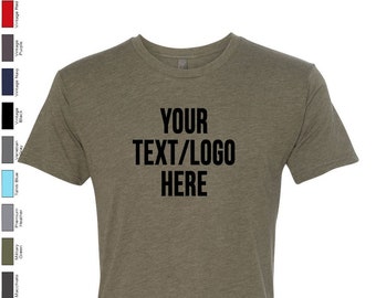 Custom Text T-Shirts - Your choice of font and colors -Next Level 6010 Triblend T-Shirt with Rhinestone , Glitter or Vinyl Print -