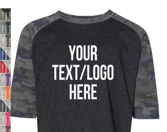 Custom Youth Baseball Jersey: Three-Quarter Sleeve, Vinyl or Glitter Print LAT 6130