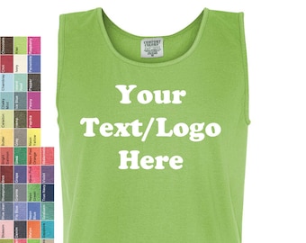 Custom Made Comfort Colors - Pigment Dyed Tank Top - 9360 Personalized /Customized  Personalized Glitter or Vinyl Print