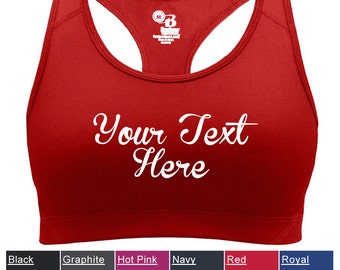 Custom Made Badger - B-Sport Girls Bra Top - 2636 Vinyl or Glitter Print Customized All Colors