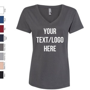Personalized Next Level - Fine Jersey Women&#39;s Relaxed V-neck Tee - 3940 Custom Made T-Shirt with Vinyl or Glitter Print