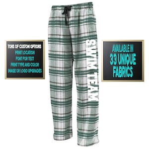 Custom Personalized Pennant Sportswear Flannel Style Unisex Pants Green and White Color Scheme Customized Pants Adult and Youth