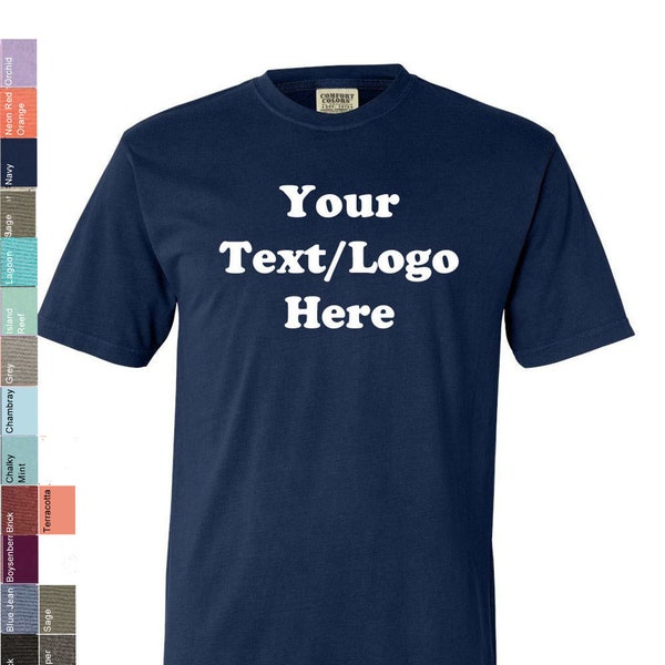 Custom Made Comfort Colors - Garment Dyed Lightweight Ringspun Short Sleeve T-Shirt - 4017 Personalized Customized Vinyl or Glitter Print