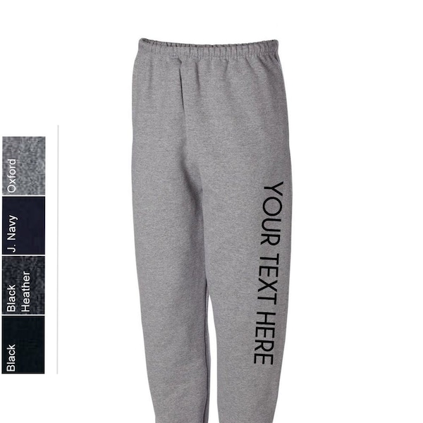 Custom Made Jerzees - SUPER SWEATS Sweatpants with Pockets - 4850MR Vinyl or Glitter Print Customized Available