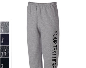 Custom Made Jerzees - SUPER SWEATS Sweatpants with Pockets - 4850MR Vinyl or Glitter Print Customized Available