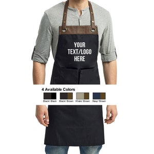 Custom Artisan Collection by Reprime Espresso Bib Apron Personalized Vinyl or Glitter