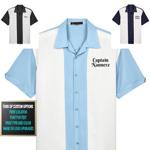 Custom Made Harriton Men&#39;s Two-Tone Bowling Shirt Style Camp Shirt All Colors and Sizes Small through 4XL Bowling Collection