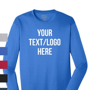 Custom Port & Company® Long Sleeve Performance Tee - PC380LS PC380YLS Adult and Youth Sizes Vinyl , Glitter Print UPF 50 Sun Protection