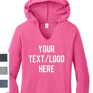 Custom Made DM139L  District ® Women’s Perfect Tri ® Long Sleeve Hoodie Customized District Vinyl or Glitter Print Personalized