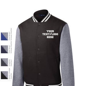 Custom Made Sport-Tek® Fleece Letterman Jacket  ST270  Vinyl or Glitter Print Customized All Colors Letter Jacket