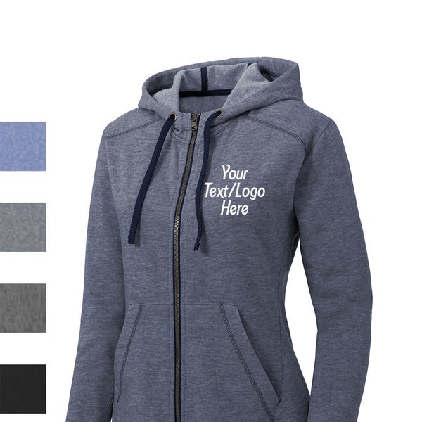 Custom Sport-Tek ® Ladies PosiCharge ® Tri-Blend Wicking Fleece Full-Zip Hooded Jacket LST293 Available All colors & Sizes