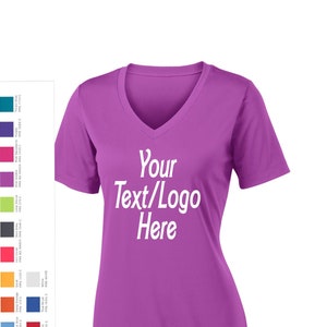Custom Made Sport-Tek® Ladies PosiCharge® Competitor™ V-Neck Tee LST353 Vinyl or Glitter Print Customized All Colors