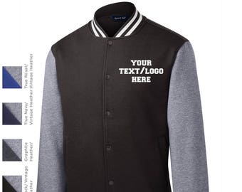 Custom Made Sport-Tek® Fleece Letterman Jacket  ST270  Vinyl or Glitter Print Customized All Colors Letter Jacket