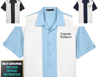 Custom Made Harriton Men&#39;s Two-Tone Bowling Shirt Style Camp Shirt All Colors and Sizes Small through 4XL Bowling Collection
