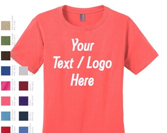 Custom Women's Cotton Tee: Personalized Text & Logo District DM104L