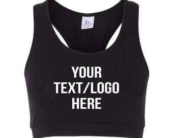 Custom Made Personalized Ladies Girls Adult or Youth Sports Bra SB101 Glitter or Vinyl  Print Customized with your text