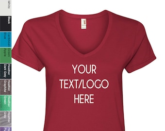 Custom Women's V-Neck T-Shirt: Vinyl or Glitter Print Anvil 88VL
