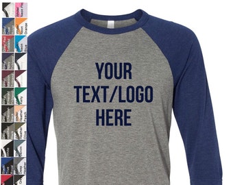 Custom Bella + Canvas Baseball Tee: Vinyl or Glitter Print 3200
