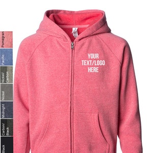 Customized Independent Trading Co. - Youth Lightweight Special Blend Raglan Zip Hood - PRM15YSBZ Personalized Vinyl or Glitter