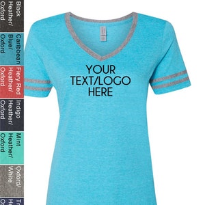 Custom Women's V-Neck Triblend T-Shirt: Personalized Vinyl or Glitter Print Jerzees 602WVR