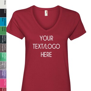 Custom Women's V-Neck T-Shirt: Vinyl or Glitter Print Anvil 88VL